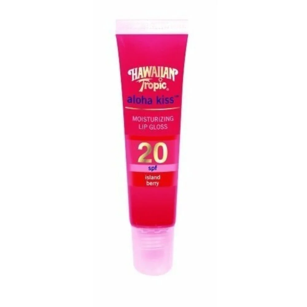(5) Hawaiian Tropic ALOHA KISS Moisturizing Lip Gloss Island Berry SPF 20 NEW